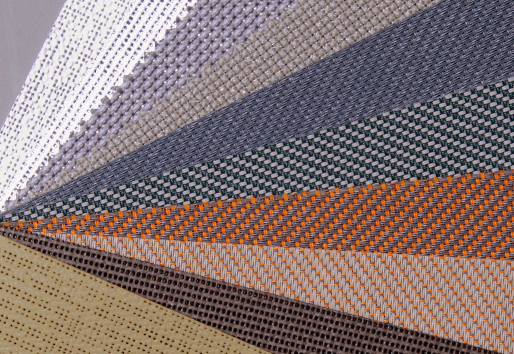 Tuchmuster für Textilscreens in verschiedenen Farben und Transparenzgraden